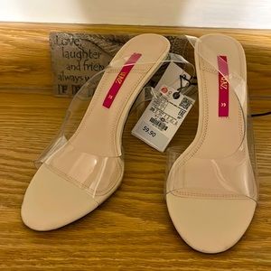 NWT Zara clear and beige heels size 39/8.5